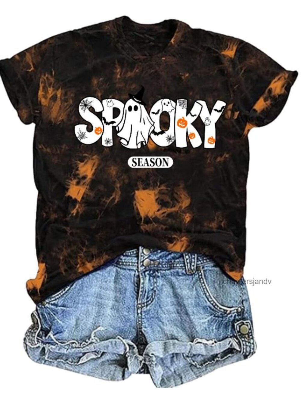 Spooky Season Halloween T-Shirt Women Ghost Pumpkin Graphic Tee